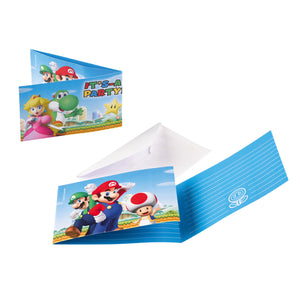 Convites Super Mario Paper 8 x 14 cm - 8 unidades